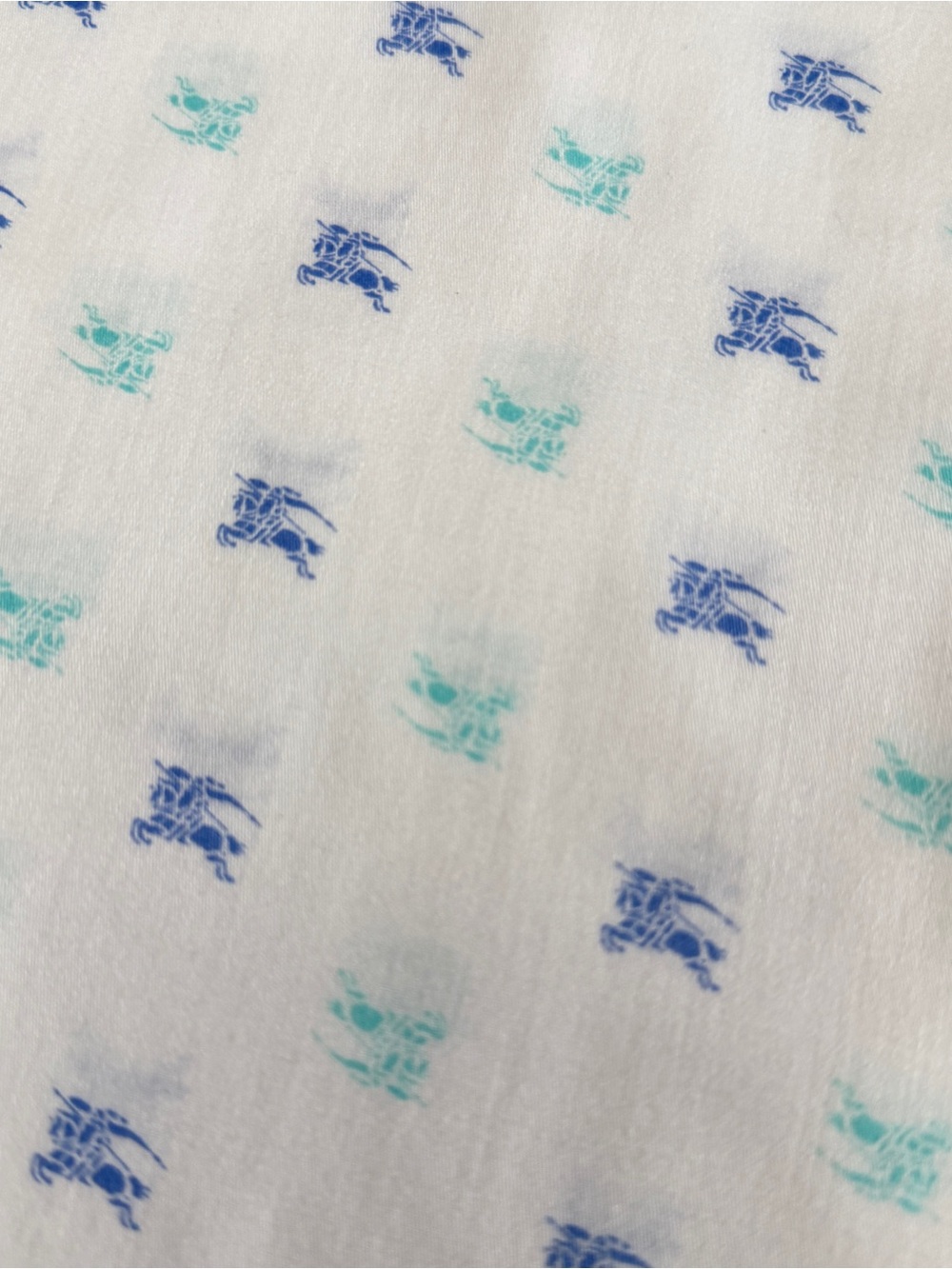 Burberry White Handkerchief with Blue & Aqua Equestrian Print - Picture 8 of 8